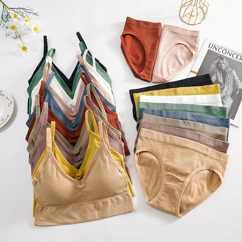 Женский спортивный комплект нижнего белья CHRLEISURE однотонный с U образным открытой