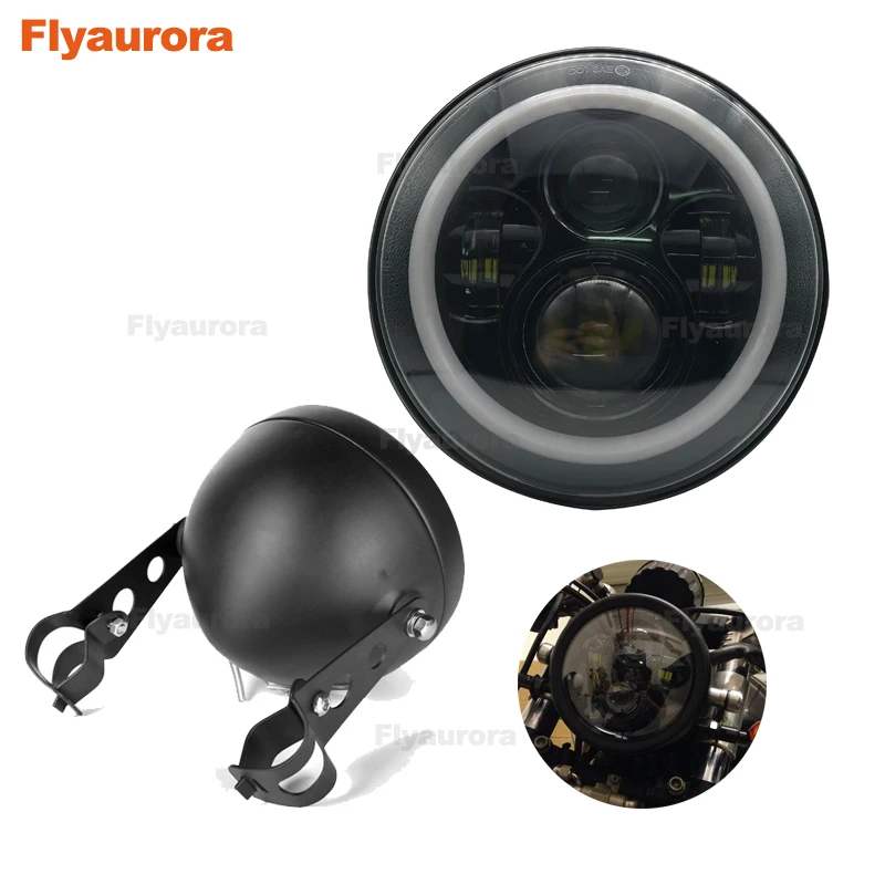 7 дюймовая светодиодный ная фара DRL Halo Angle Eyes светодиодная 12 В для Jeep Wrangler TJ JK LJ