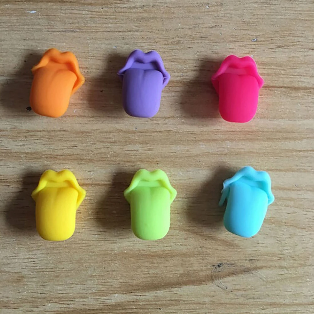

HOT SALE!!! 6Pcs Tongue Shape Party Suction Cup Wine Glass Food Grade Silicone Label Recognizer Marker Cup Mark Sign Personality
