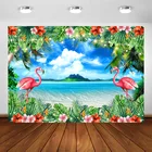 Фон для фотовечерние ъемвечерние с изображением фламинго, Гавайского острова, Алоха, Луау, тропического пляжа, дня рождения, детского праздника