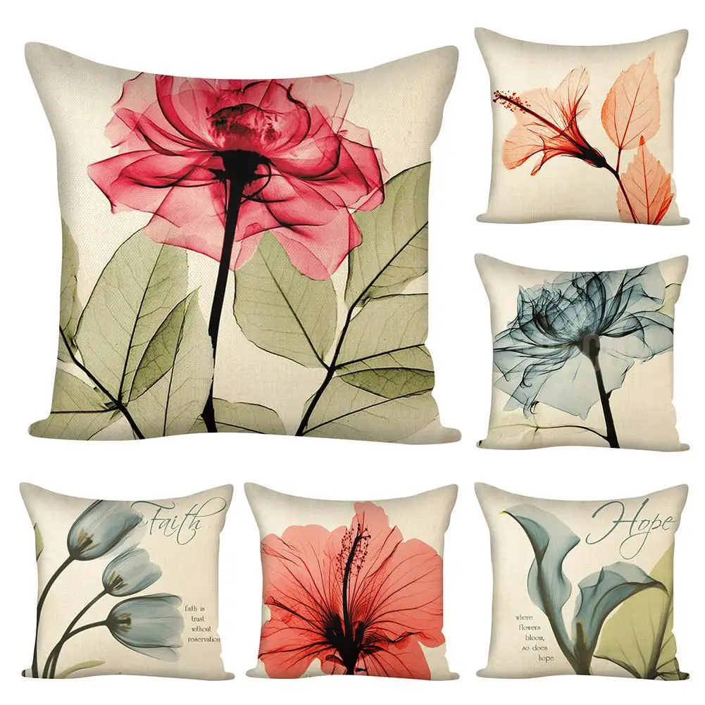 

45x45cm Transparent Flower Throw Pillow Case Cushion Cover Home Car Sofa Decor