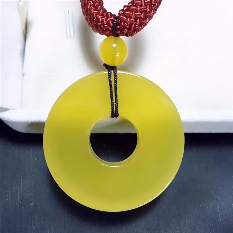 

LETSFUN Fine Jewelry Natural yellow Chalcedony Pendant Necklace Noble Gifts Free Shipping