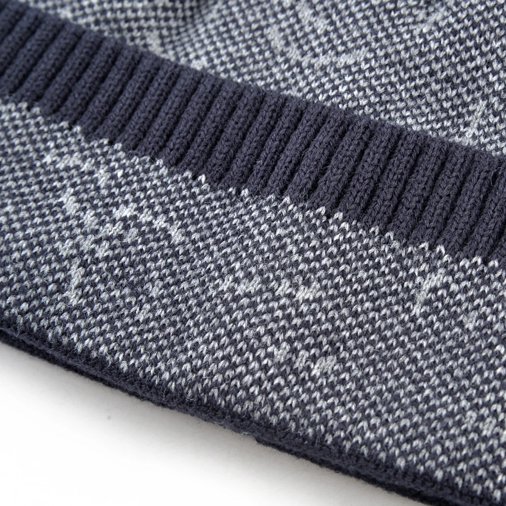 Зимние теплые вязаные облегающие шапки мужские Модные с разноцветным рисунком