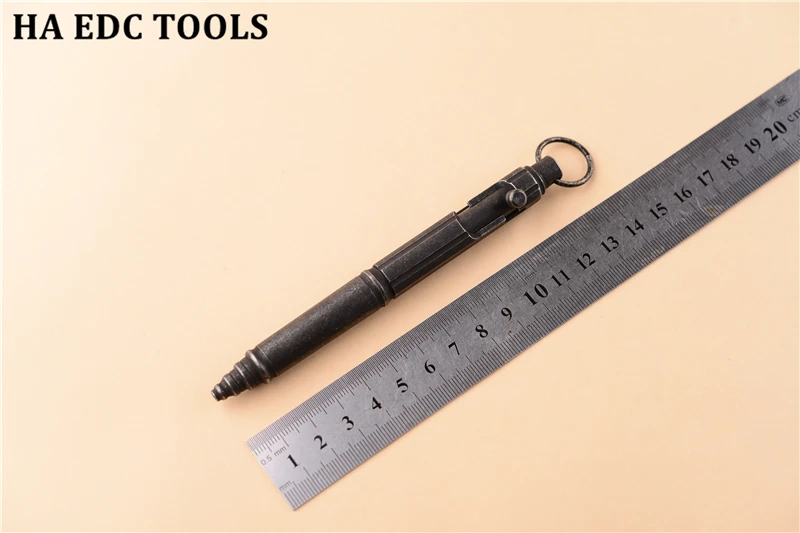 

Outdoor Self-defense Retro Stainless Steel Machine Gun Pen Stainless Steel Bolt Type Tactical Pen Hanging Ring EDC Outdoor Pen