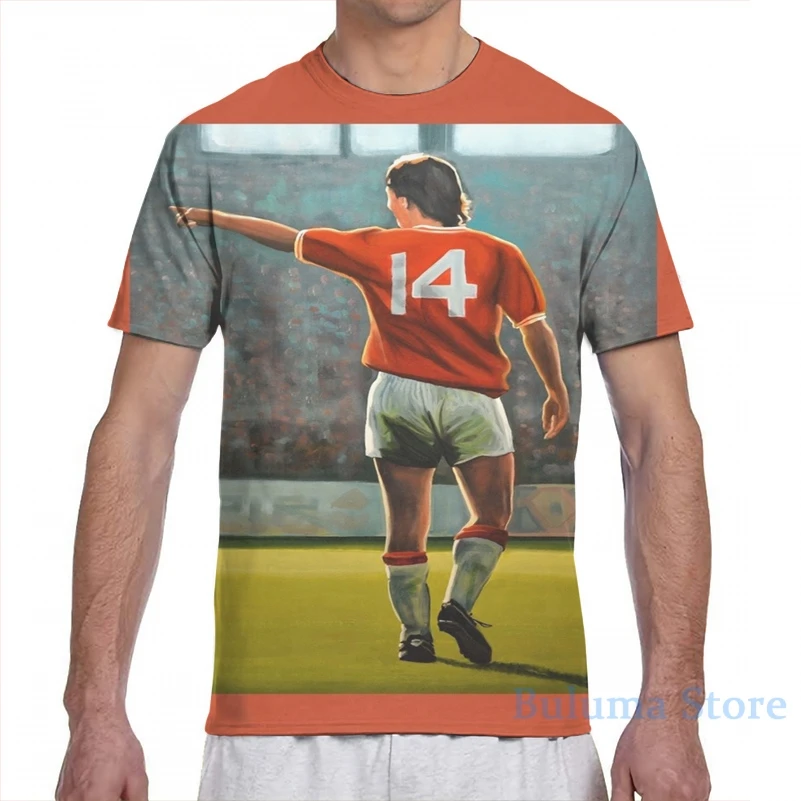 Мужская и женская футболка с принтом Johan Cruyff оранжевый Je nr 14 модная коротким