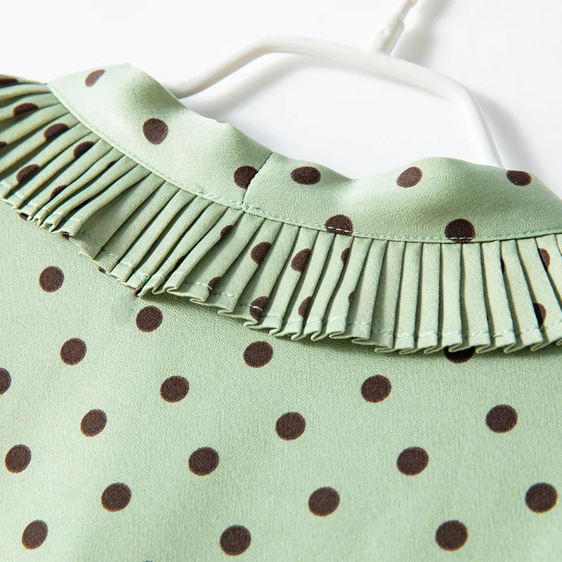 

2021 Spring Nice Quality New Casual Plus Size Long Sleeve Polka Dot Dress for Woman