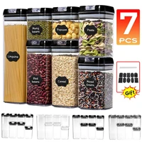 7pcs food storage container plastic jar set with lid kitchen bulk sealed cans refrigerator multigrain tank container for cereal