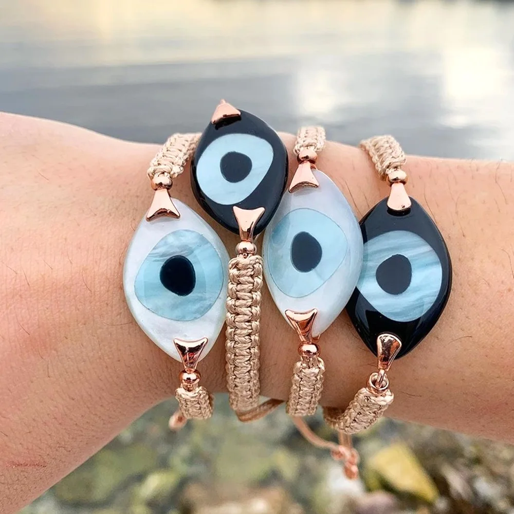 

Evil Eye Bracelet For Women Jewelry 2021 Trendy Turkish Eye Jewellery Bohemian Friendship Pulsera Braided Rope Bracelets