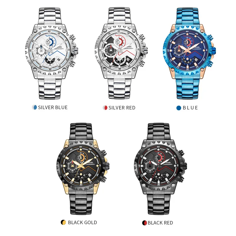 Мужские спортивные кварцевые часы с хронографом нержавеющая сталь | Наручные