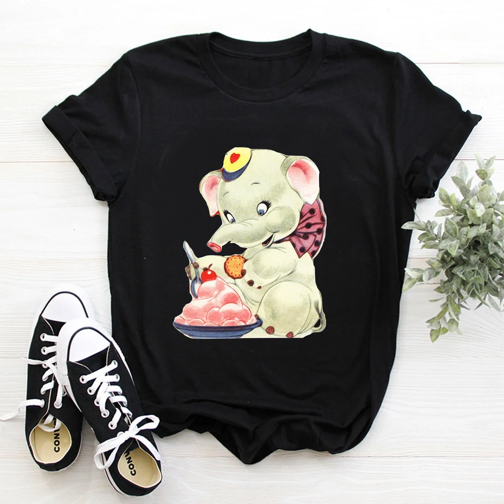 

Elephant Print T Shirt Women Summer Harajuku T Shirt Fashion Tops Female T-shirt Casual Tee Woman Clothing TX9176