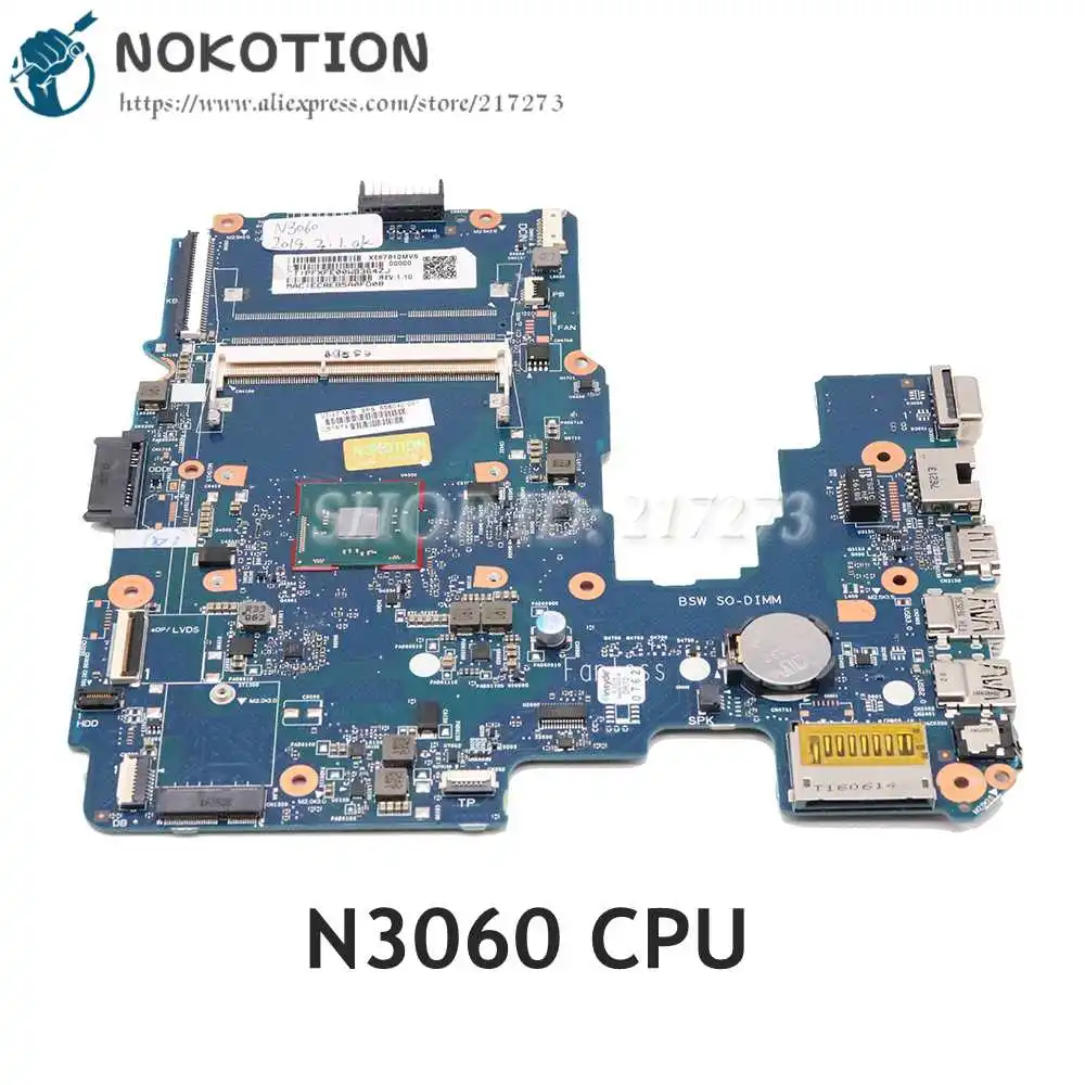 

NOKOTION For HP Pavilion 14AM 14-AM Laptop Motherboard N3060 CPU 858040-601 858040-501 858040-001 6050A2823301-MB-A01