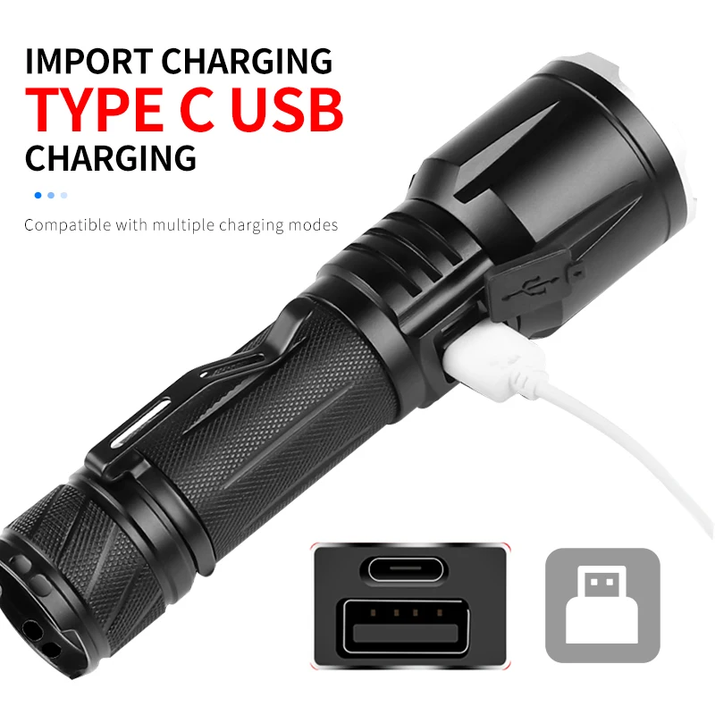Самый мощный светодиодный фонарик XHP180 перезаряжаемый от USB тактический фонарь