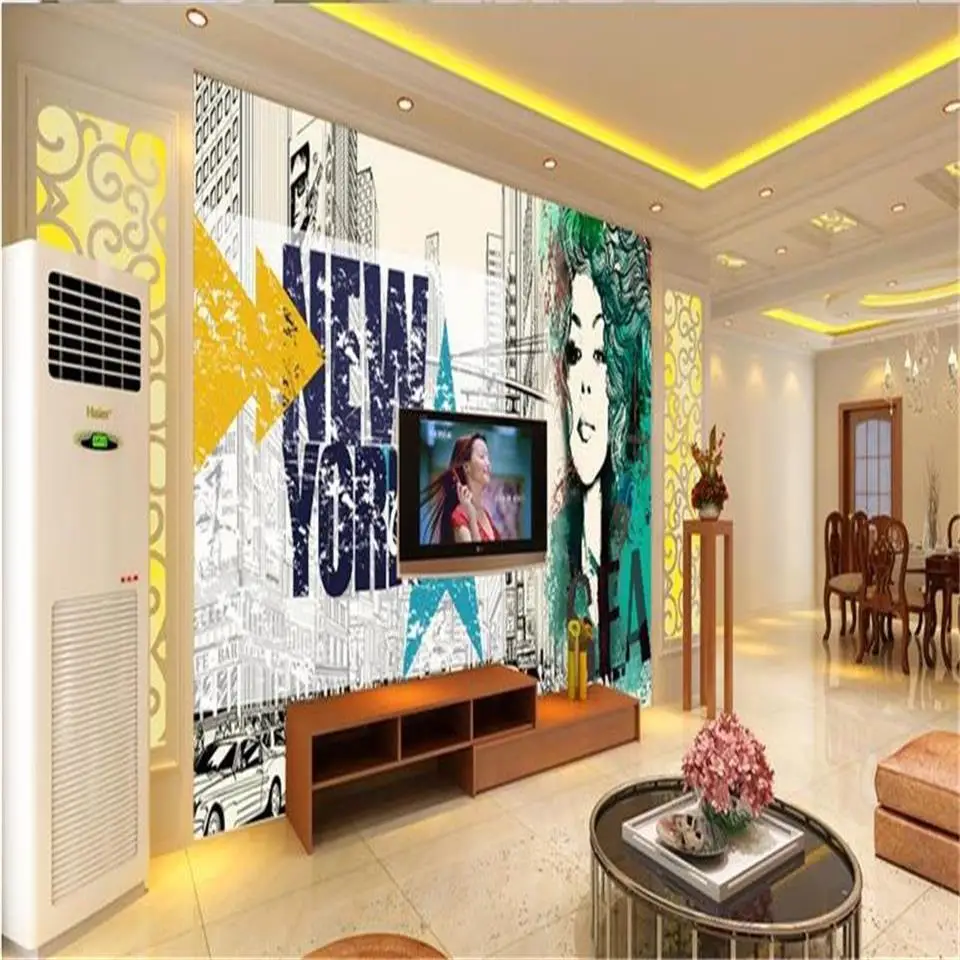 3d обои фотообои на заказ фрески для гостиной городские абстрактные красавицы