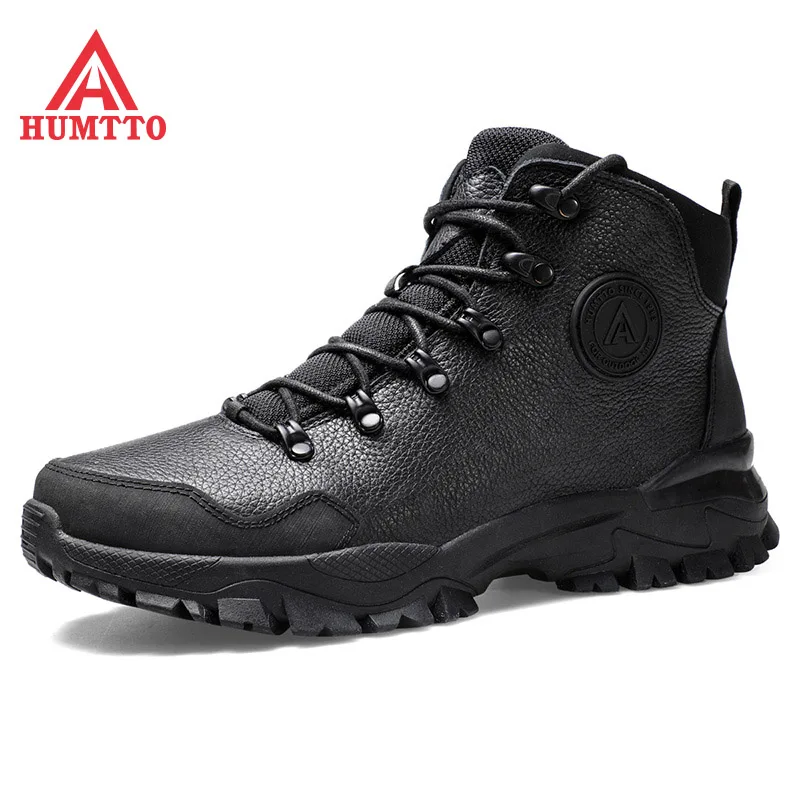 HUMTTO Brand Genuine Leather Hiking Boots for Men 2020 New Winter Waterproof Climbing Trekking Shoes Mens Outdoor Tactical Boots