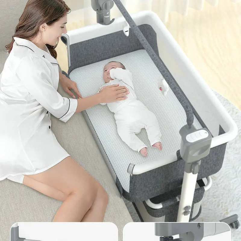 NEW 2021 Newborn Electric Bassinet Cradle Rocking Chair, 3 Timer 5 Swing Modes Babies Bed, Height Adjustable Bedside Travel Crib