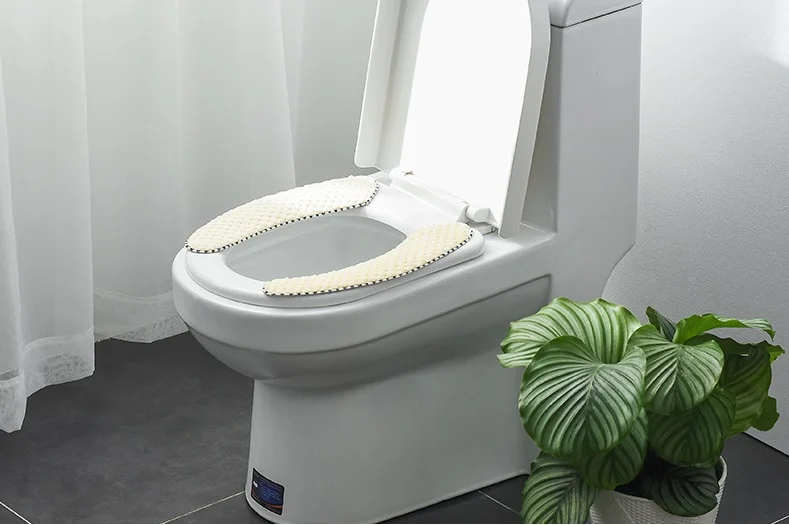 Вставка для унитаза коврик из толстого кораллового флиса чехол для унитаза WC Нескользящие наклейки круглая паста универсальные моющиеся аксессуары для ванной комнаты