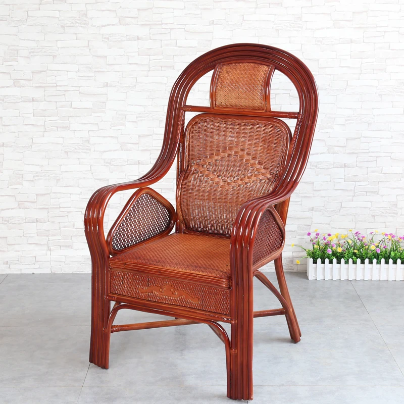 Real rattan chair back single bamboo woven home elderly leisure office modern simple |
