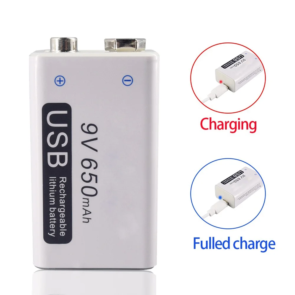 

1PCS 650mAh micro USB 9 Volt li-ion Rechargeable Battery 6F22 9V Li ion Lithium Battery for RC Helicopter Model Microphone Toy