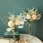 1 букет искусственных цветов, высококачественный Шелковый Одуванчик, пластиковый эвкалипт, Смешанный Букет, свадебное украшение для дома, искусственные цветы