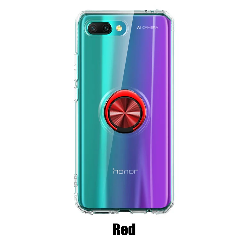 Роскошный чехол для телефона s для huawei honor 10 чехол Прозрачная мягкая силиконовая защита из ТПУ кольцо магнетизм чехол для honor 10 Coque - Цвет: Red