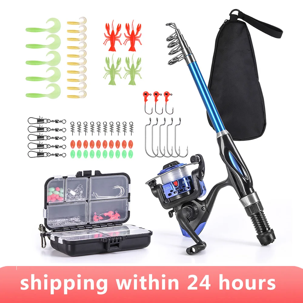 Blusea телескопическая удочка комбо Катушка полный комплект спиннинговая