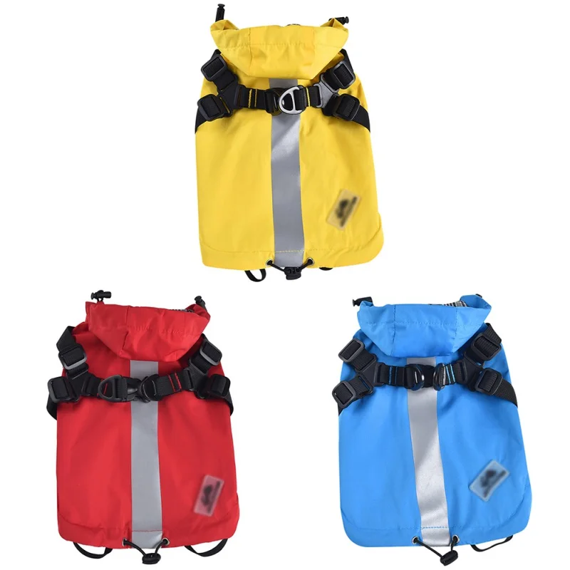

Autumn Winter Pet Dog Waterproof Raincoat With Harness Reflective Pet Raincoats Jacket for Small Medium Dogs Outdoor Pet Clothes