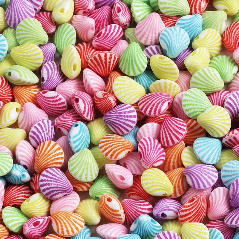 Разноцветные акриловые бусины в виде ракушек 10x10x6 мм, бусины-разделители россыпью для рукоделия, изготовления ювелирных изделий, аксессуары «сделай сам» для браслетов 100 шт./лот
