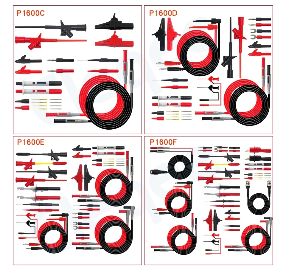 

Cleqee P1600C/D/E/F 18 in 1 Pluggable Multimeter probe test leads kit automotive probe set IC Test hook BNC-Test cable