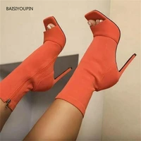 plus size fashion women boots sexy solid female pumps flock square toe work party super high heels springautumn ladies shoes