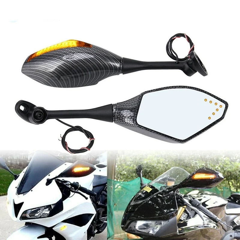 

Для Kawasaki Ninja для Yamaha yzf для мотоцикла Suzuki зеркало заднего вида Двойной светодиодный индикатор боковой вспышки