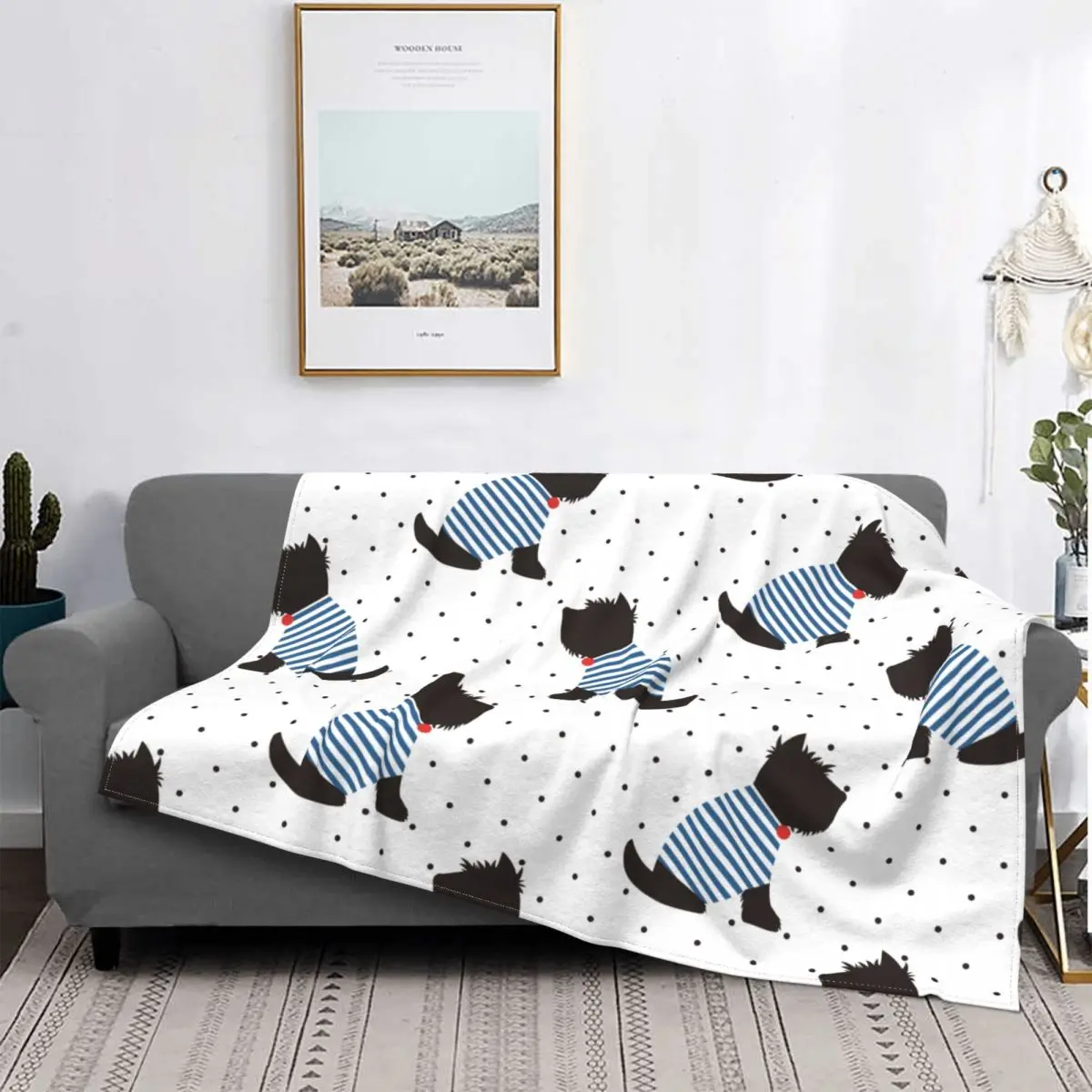 

Шотландское одеяло Terrier, подарок для любителей животных, собак, пушистое смешное теплое одеяло s для покрытия, весна/осень