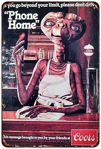 

Alien Poster Tin Sign Phone Home Metal Plaque Home Bedroom Bistro Club Club House Wall Decoration Plaque Metal Plate 12*8 Inch