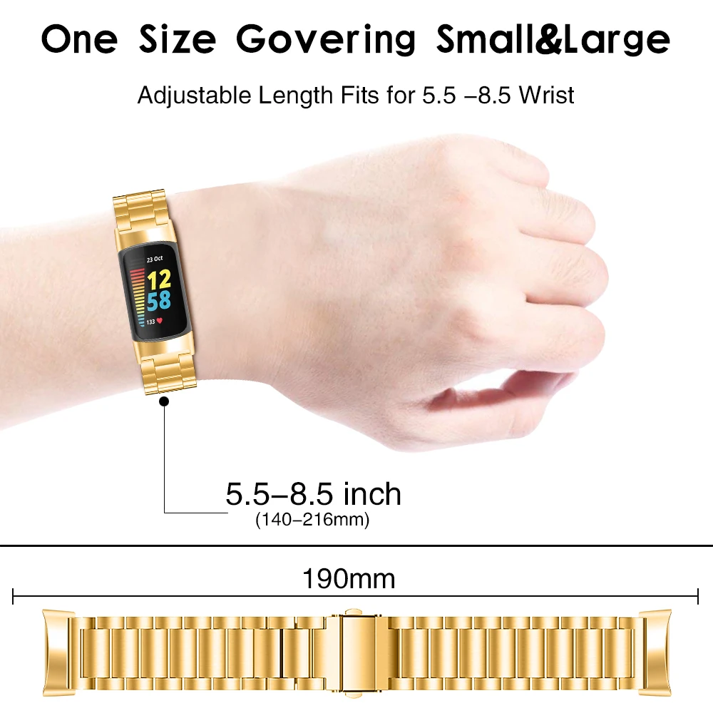 Link bracelet for fitbit charge 5 strap  Replacement belt Stainless steel band For Fitbit Charge  5 smartwatch watch Accessories