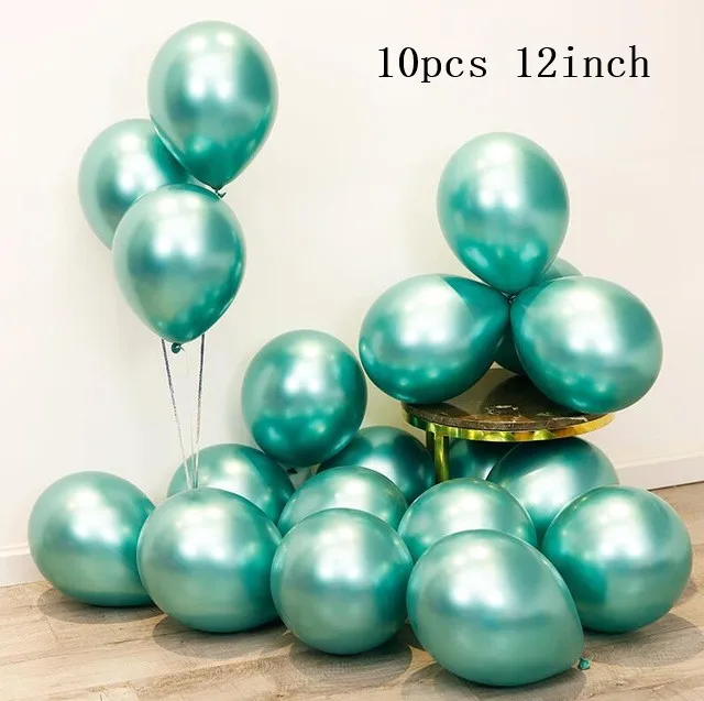10pcs metal green Счастливый 100 дней для девочек или мальчиков, Фольга шарики, День подарков будущей матери украшения металлическое серебристое латексные шары Корона декор для вечеринки в честь Дня рождения поставки - Цвет: 10pcs metal green