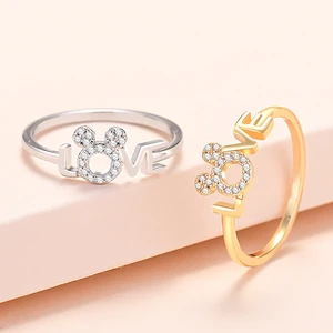 Cute Bear Rings For Women Gold Mouse Anime Jewelry 2022 Hot Wholesale Vintage Romantic Wedding Accessories For Lovers As A Gift