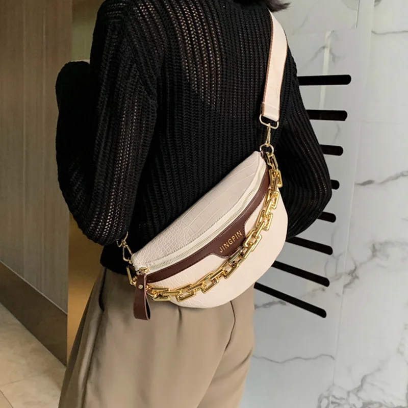 Дизайнерская Женская поясная сумка из искусственной кожи на цепочке забавная