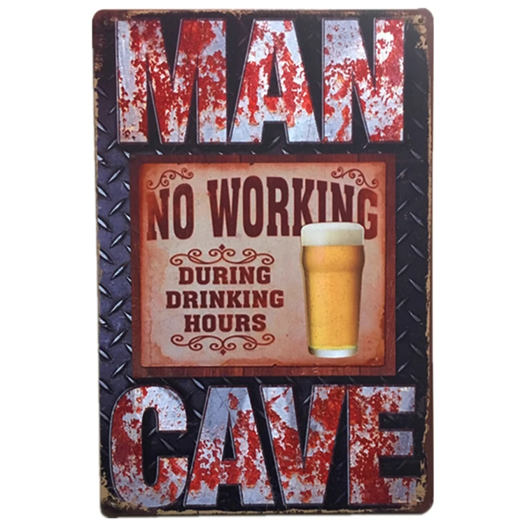 Мужская пещера неработающие металлические жестяные знаки Оловянная живопись