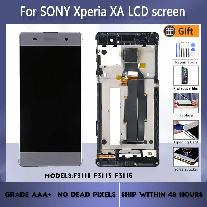 

For Sony Xperia XA F3111 F3113 F3115 LCD screen assembly with front case touch glass,With repair parts LCD Display White Black