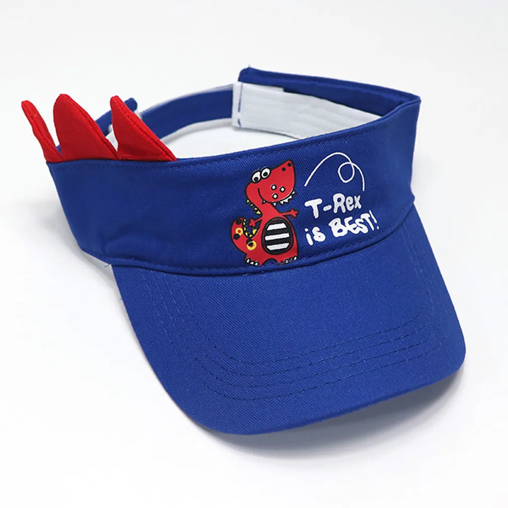 Children's Baseball Cap Shading Peaked Color Matching Cartoon Dinosaur Summer Cute Boy Hat Sun Adjustable Fit Baby | Детская одежда