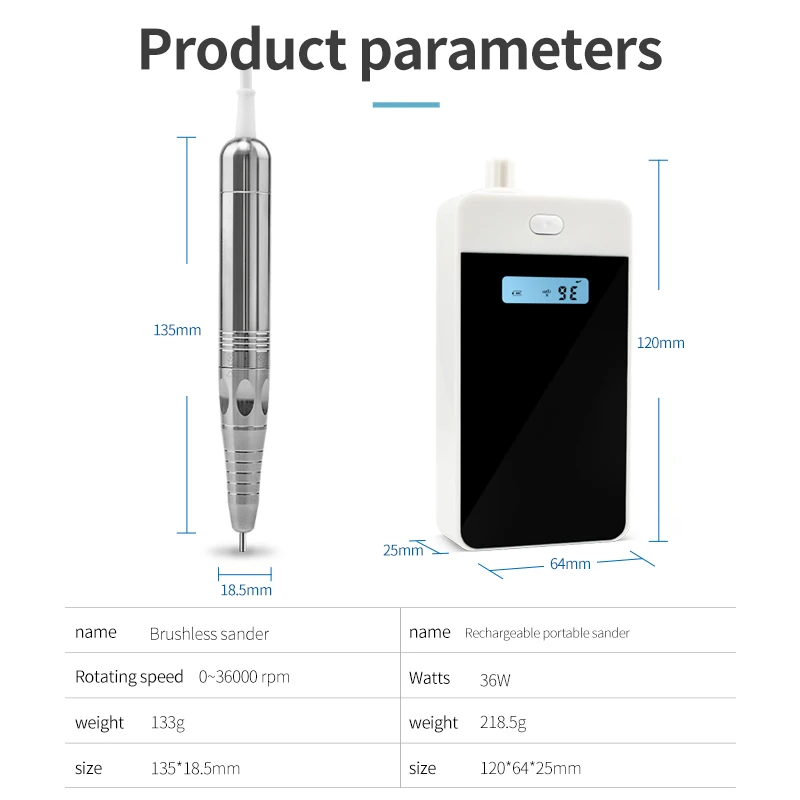 Бесщеточный Фрезер для ногтей сверлильный станок 35000 об/мин Перезаряжаемые