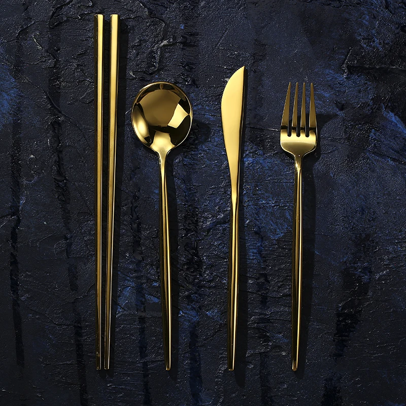 

Tableware Steel Cutlery Tableware Stainless Cutlery Set Silverware Mirror Gold Set Steel Knives Gold Forks Spoons