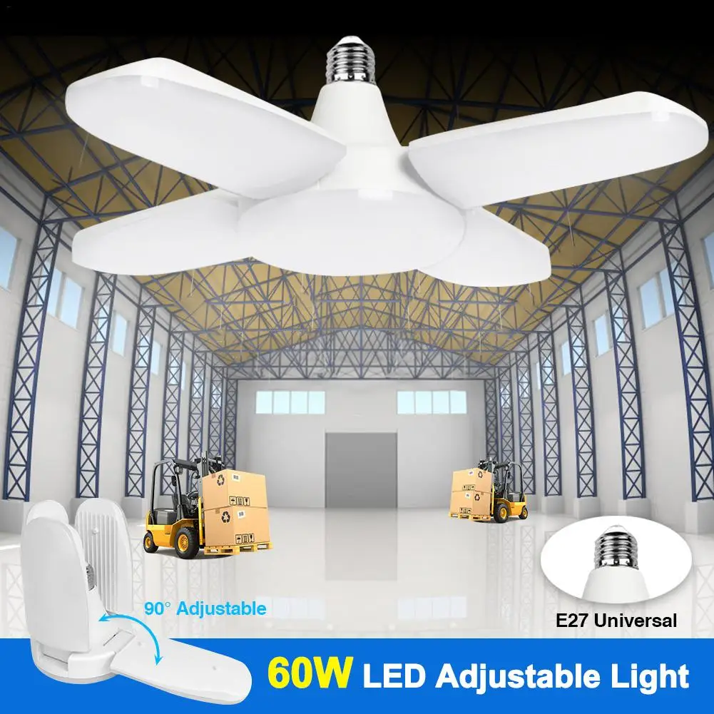 

Folding Garage Light Lamp 85-265V 60W High Brightness for Warehouses Factory 350x350x120 mm for garages,homes,warehouses TB