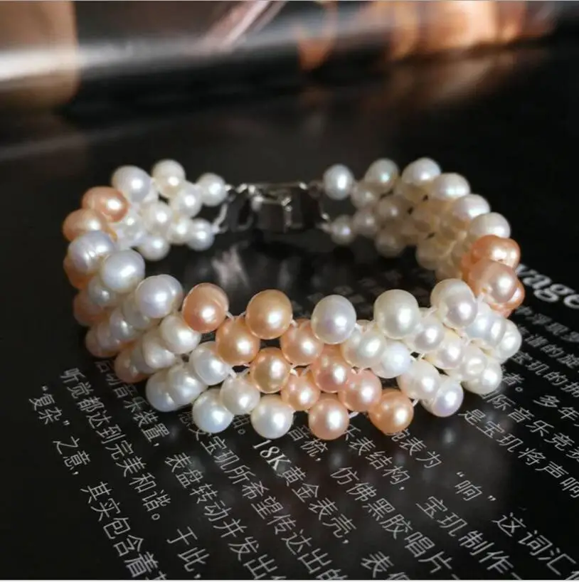 Новинка 930 + Новый Изысканный жемчужный браслет многорядный маленький 5-6 мм