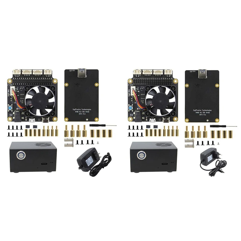 

X873 V1.2 NVME M.2 Expansion Board+X735 V2.5 Power Management&PWM Cooling Fan Board+Case for Raspberry Pi 4B