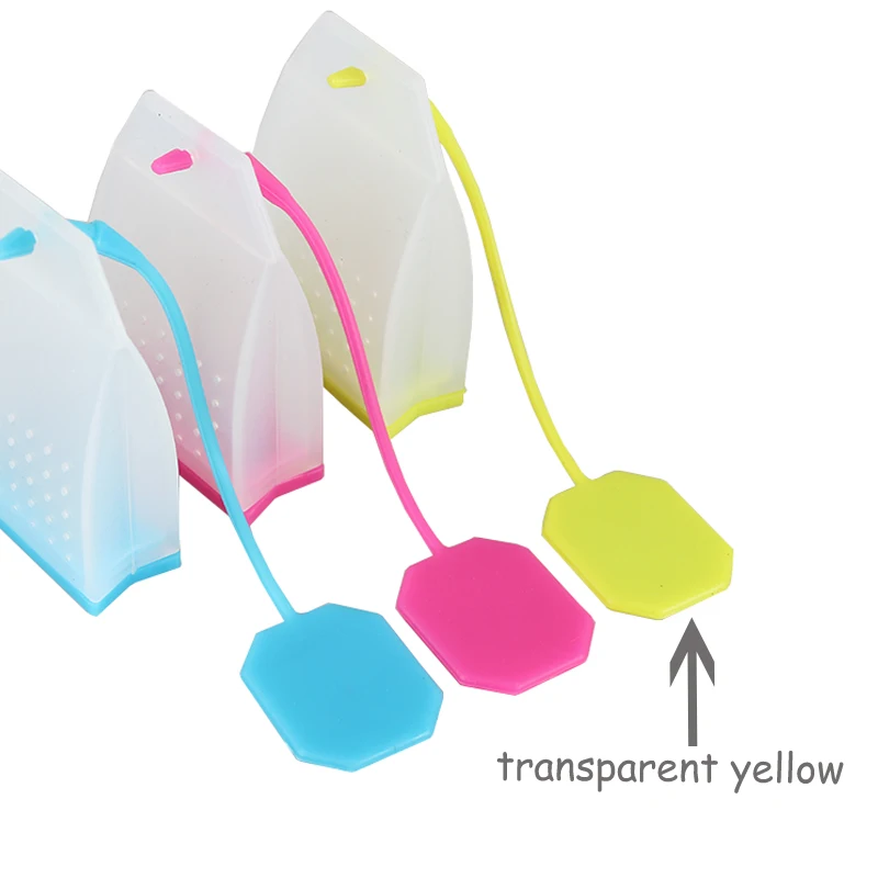 transparent yellow Фильтры, ароматизированные травяные чайные принадлежности, чайные заварники, пищевого качества, силиконовые чайные пакетики, ситечки для чая, кухонные инструменты для дома - Color: transparent yellow