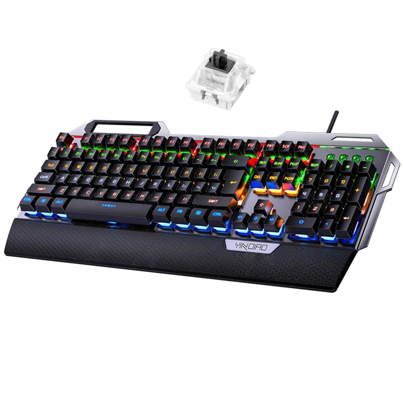 

104Keys USB 7 Color RGB Aluminum Alloy Esports Gaming Keyboard with Phone Stand