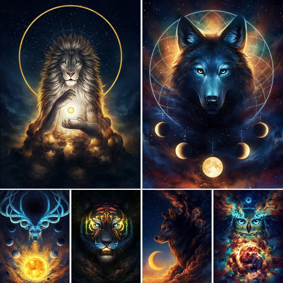 

5D DIY Diamond Painting Fantasy Animal Wolf Lion Cross Stitch Kit Full Square Drill Diamond Embroidery Mosaic Picture Home Decor