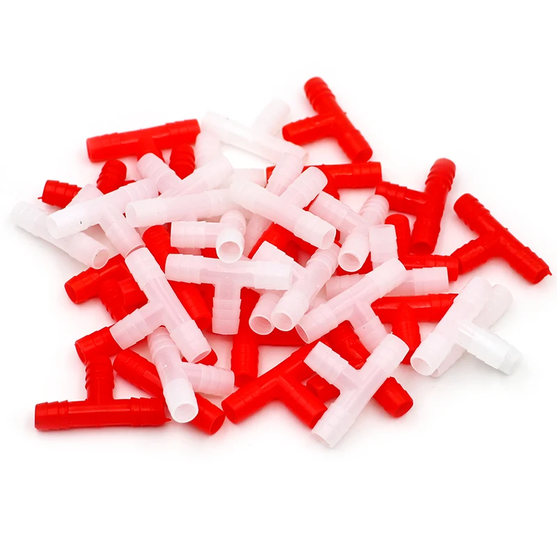 100Pcs Nipple Drinker Tee Tube Connector Diameter 8mm Plastic Rabbit Chicken Quail Doves Pets Connecting Pipe Farm Equipments - купить по