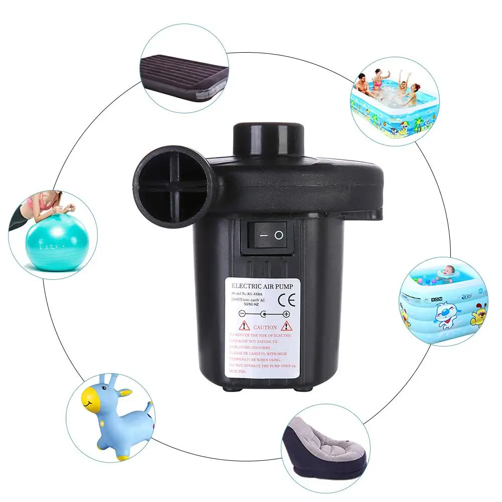 Electric Air Pump With 3 Nozzles Portable Quick-Fill Fast Inflator For Inflatable Pool Floats Cushions Mattress Boats | Спорт и