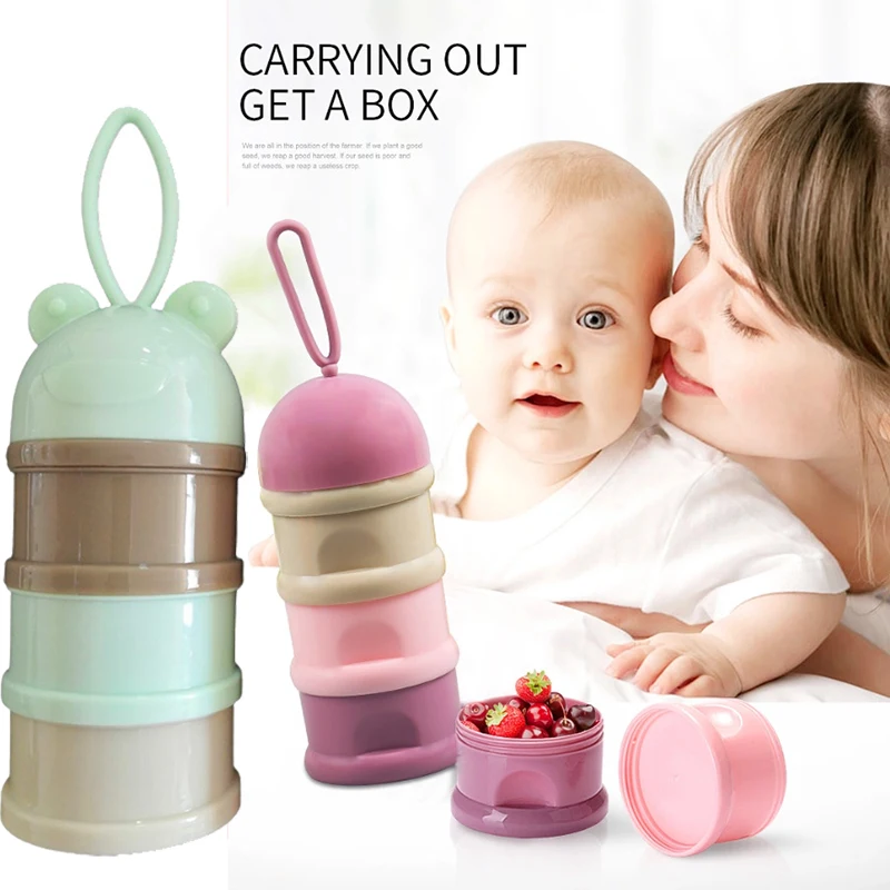 

3 Layer Baby Cartoon Portable Food Storage Boxs Essential Cereal Cartoon Milk Powder Boxes Toddle Formula Milk Container Kids